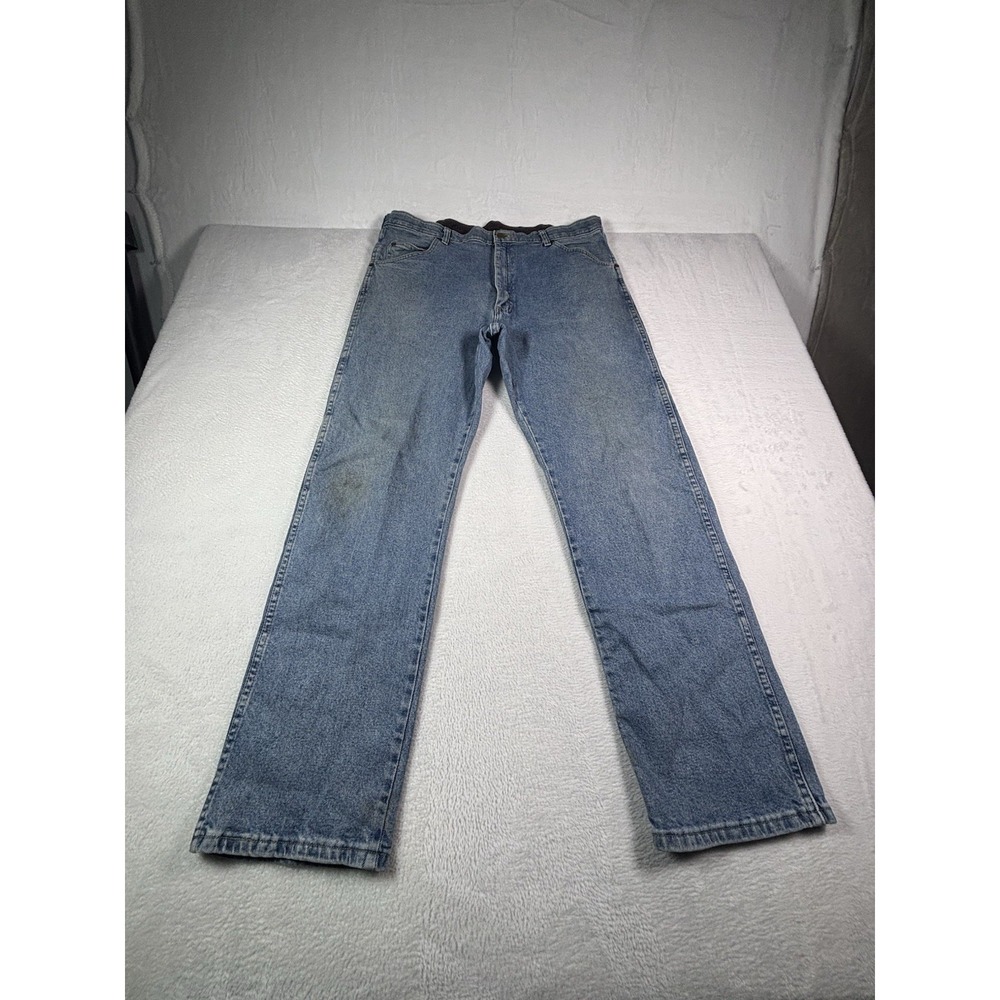 Wrangler Jeans Mens 38x32 Blue Relaxed Fit Straight Leg Premium Denim 97601VR